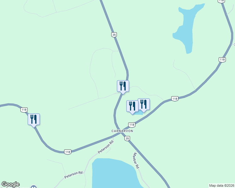 map of restaurants, bars, coffee shops, grocery stores, and more near 15543 Ontario 35 in Haliburton County