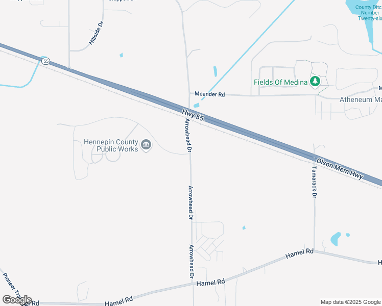 map of restaurants, bars, coffee shops, grocery stores, and more near 3900 Arrowhead Drive in Medina