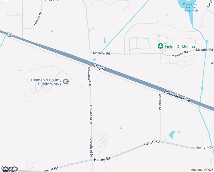 map of restaurants, bars, coffee shops, grocery stores, and more near 3900 Arrowhead Drive in Medina