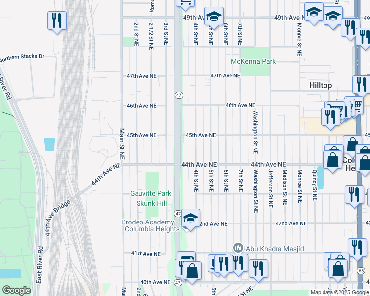 map of restaurants, bars, coffee shops, grocery stores, and more near 4441 University Avenue Northeast in Minneapolis