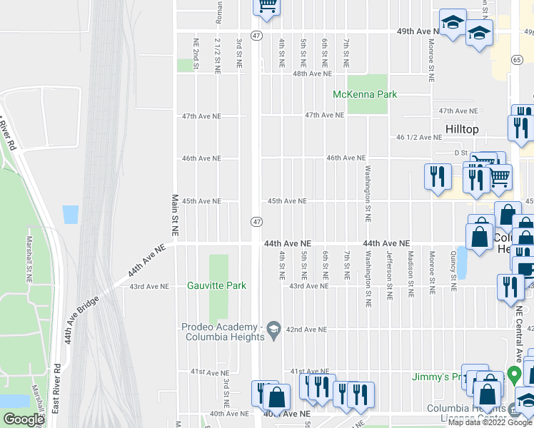 map of restaurants, bars, coffee shops, grocery stores, and more near 4441 University Avenue Northeast in Minneapolis