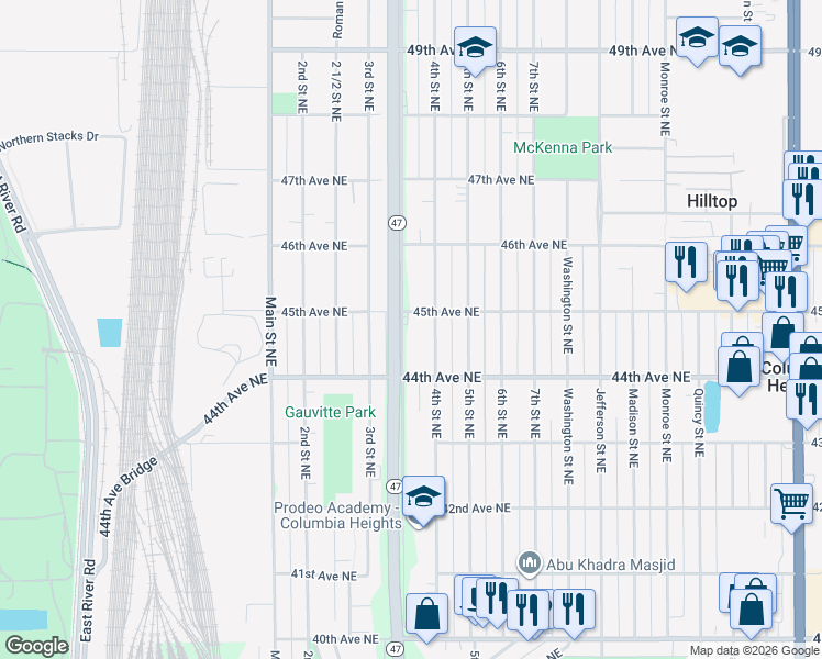 map of restaurants, bars, coffee shops, grocery stores, and more near 4441 University Avenue Northeast in Minneapolis