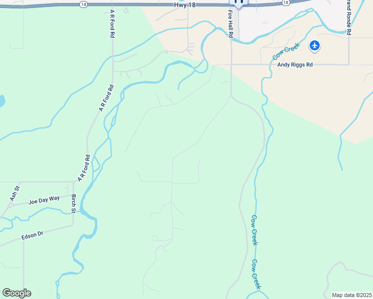 map of restaurants, bars, coffee shops, grocery stores, and more near Fire Hall Road in Grand Ronde