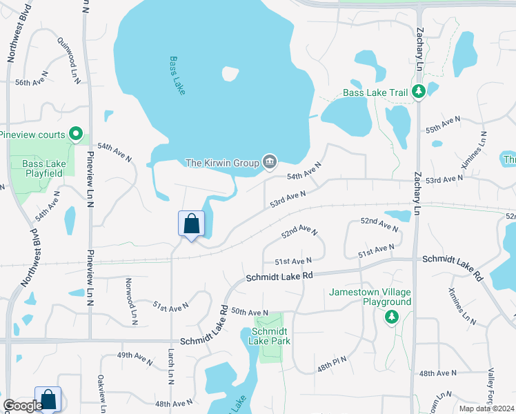 map of restaurants, bars, coffee shops, grocery stores, and more near 11810 53rd Avenue North in Minneapolis