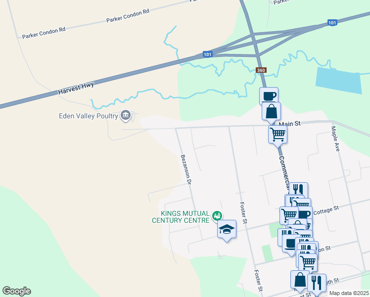 map of restaurants, bars, coffee shops, grocery stores, and more near 10 Bezanson Drive in Berwick