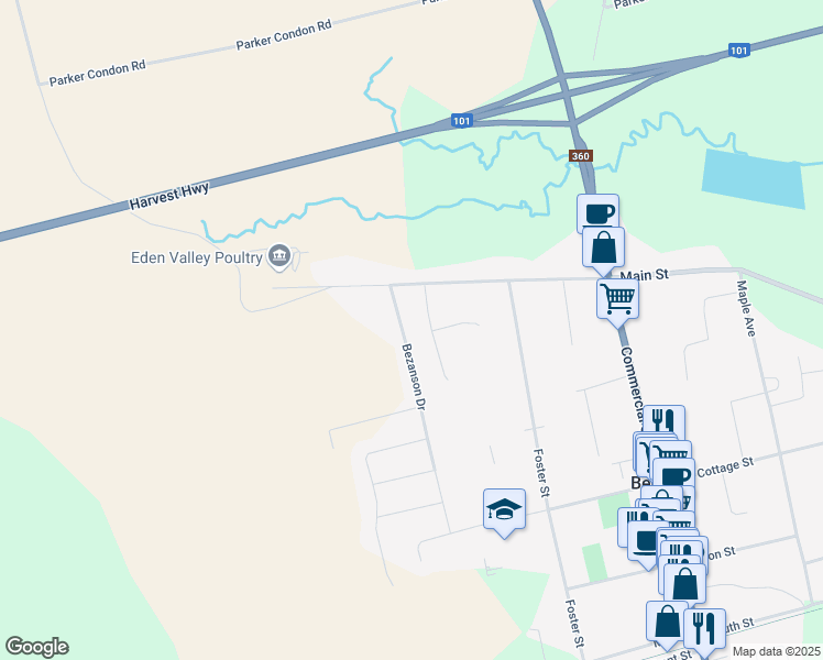 map of restaurants, bars, coffee shops, grocery stores, and more near 10 Bezanson Drive in Berwick