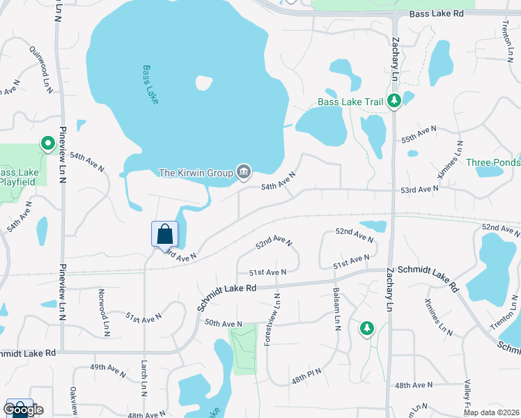 map of restaurants, bars, coffee shops, grocery stores, and more near 53rd Avenue North in Plymouth