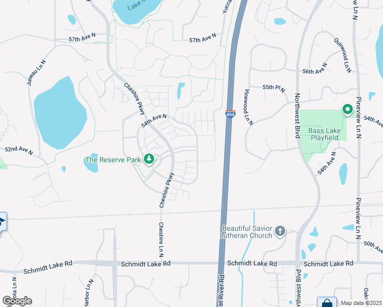 map of restaurants, bars, coffee shops, grocery stores, and more near 13868 52nd Avenue North in Minneapolis