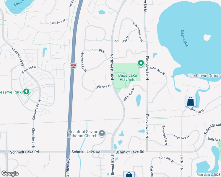 map of restaurants, bars, coffee shops, grocery stores, and more near 13115 54th Avenue North in Minneapolis