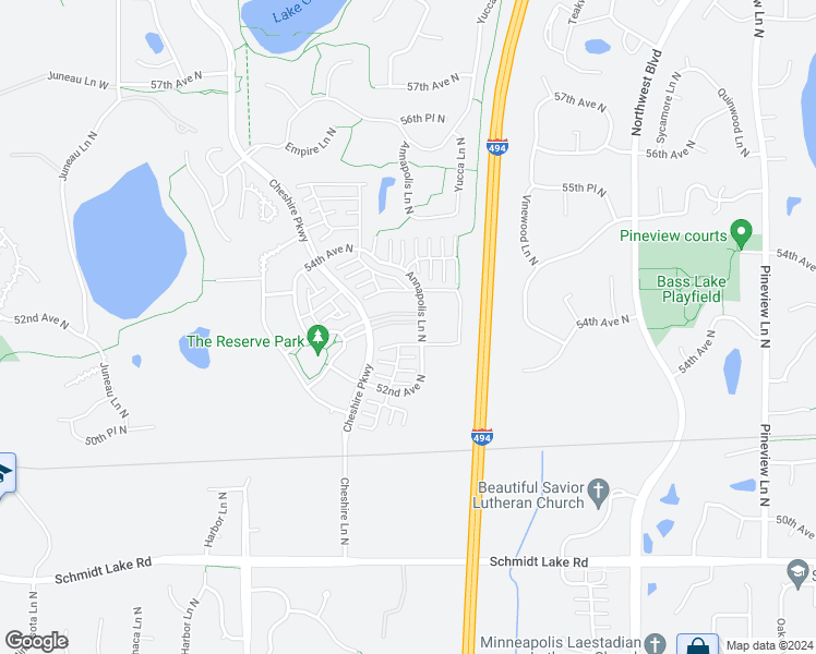 map of restaurants, bars, coffee shops, grocery stores, and more near 13868 52nd Avenue North in Minneapolis
