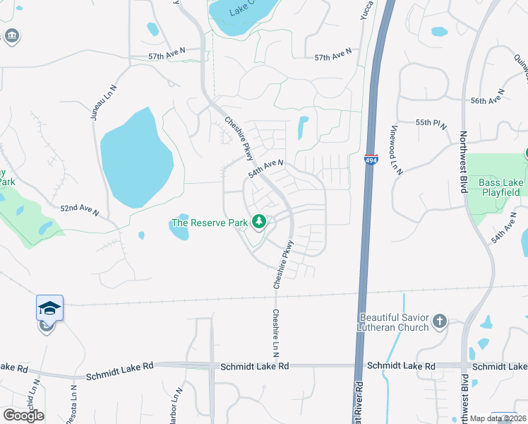 map of restaurants, bars, coffee shops, grocery stores, and more near 14131 54th Avenue North in Minneapolis