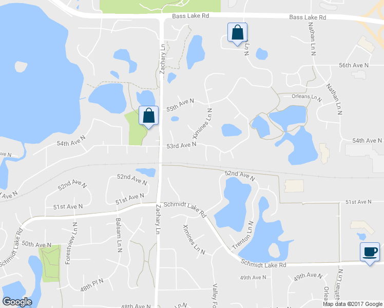 map of restaurants, bars, coffee shops, grocery stores, and more near 5270 Ximines Lane North in Plymouth