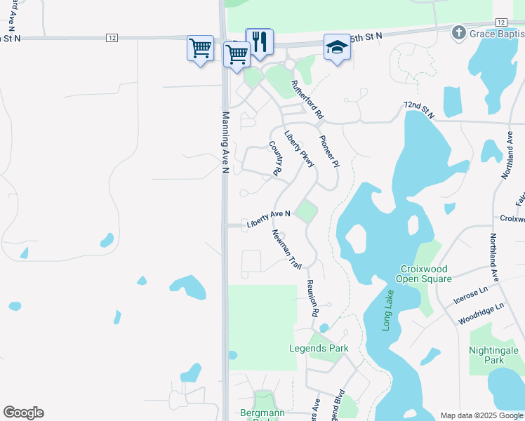 map of restaurants, bars, coffee shops, grocery stores, and more near 419 Country Road in Stillwater