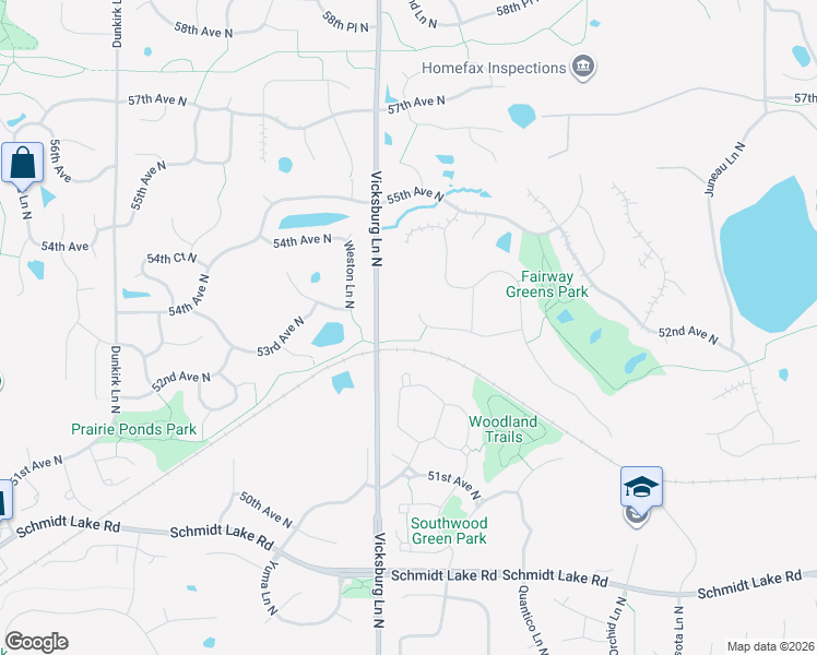 map of restaurants, bars, coffee shops, grocery stores, and more near 15770 52nd Place North in Plymouth