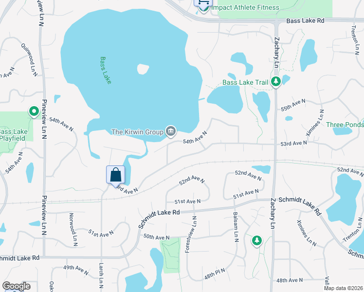 map of restaurants, bars, coffee shops, grocery stores, and more near 11705 54th Avenue North in Minneapolis