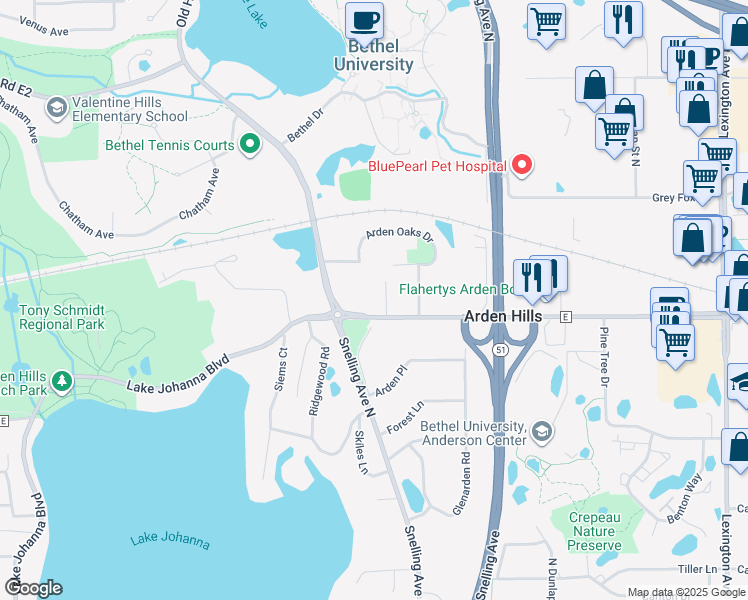 map of restaurants, bars, coffee shops, grocery stores, and more near 3631 Pascal Avenue in Saint Paul