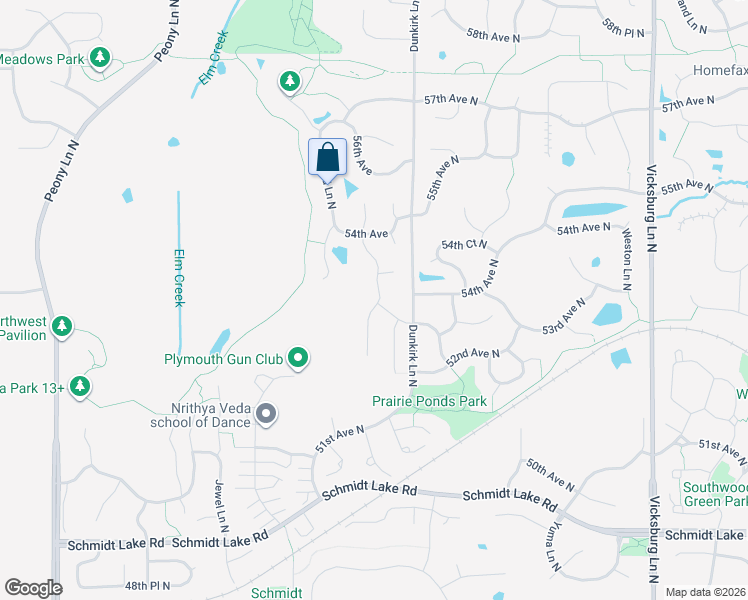 map of restaurants, bars, coffee shops, grocery stores, and more near 5305 Fountain Lane North in Plymouth