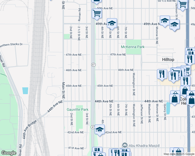 map of restaurants, bars, coffee shops, grocery stores, and more near 4531 University Avenue Northeast in Minneapolis