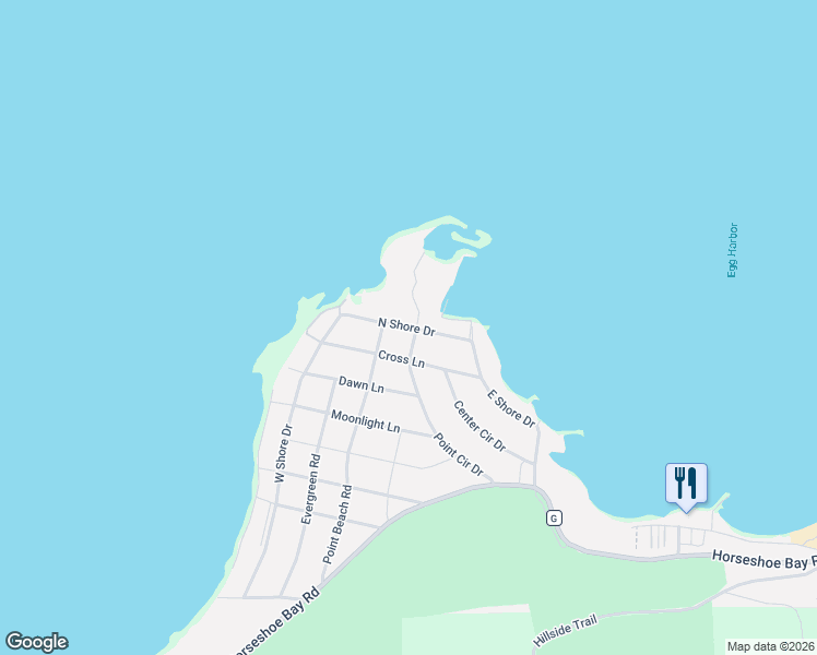 map of restaurants, bars, coffee shops, grocery stores, and more near 4940 North Shore Drive in Egg Harbor