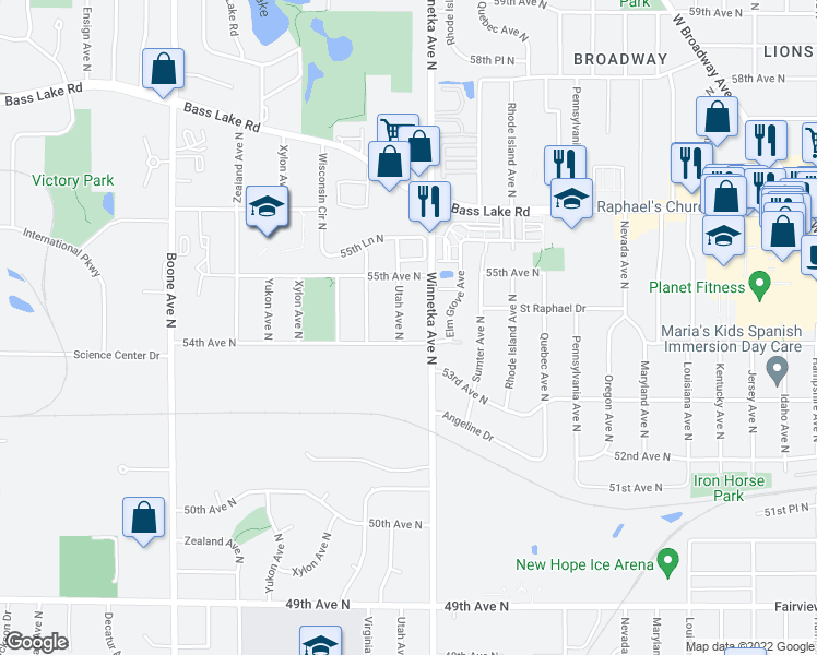 map of restaurants, bars, coffee shops, grocery stores, and more near in New Hope
