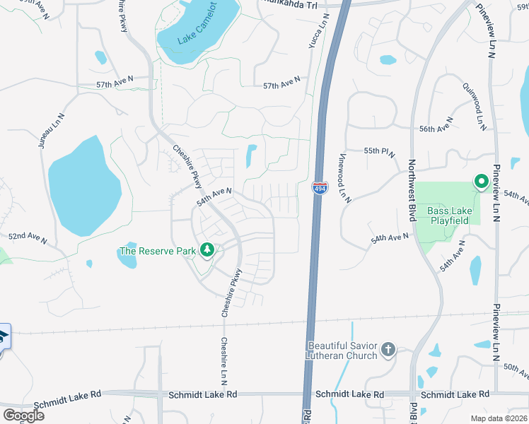 map of restaurants, bars, coffee shops, grocery stores, and more near 5300 Annapolis Lane North in Plymouth