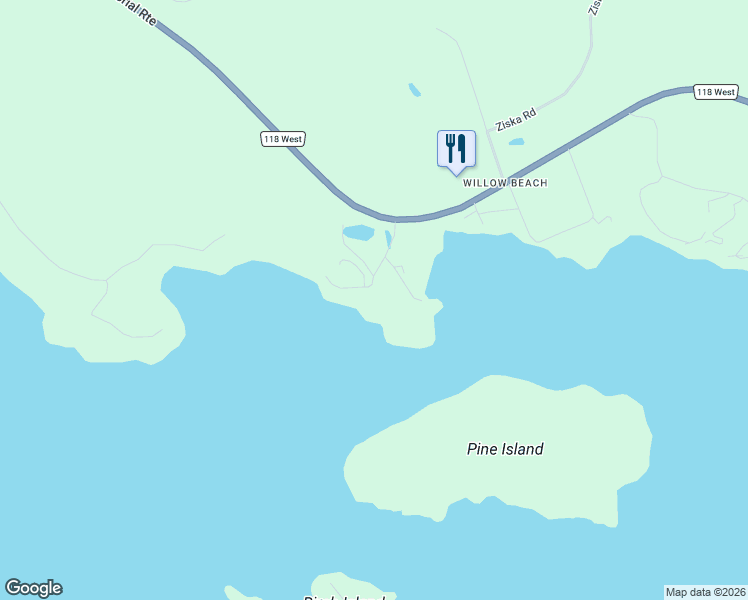 map of restaurants, bars, coffee shops, grocery stores, and more near Frank Miller Memorial Route in Bracebridge