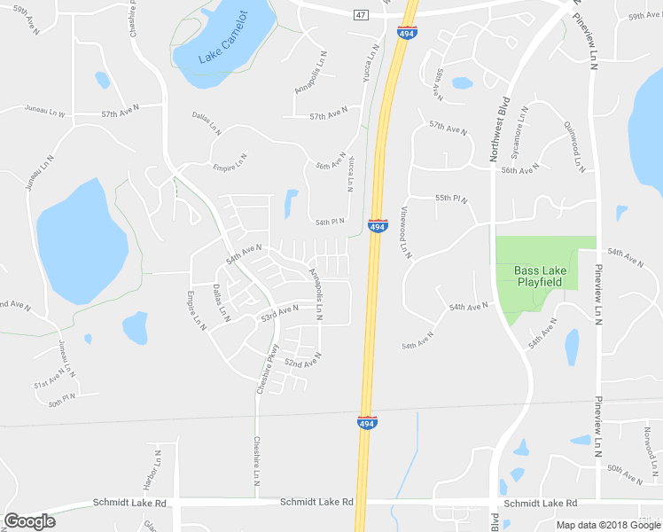 map of restaurants, bars, coffee shops, grocery stores, and more near 13720 54th Avenue North in Minneapolis