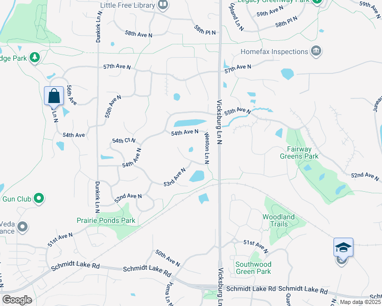 map of restaurants, bars, coffee shops, grocery stores, and more near 16045 54th Avenue North in Plymouth
