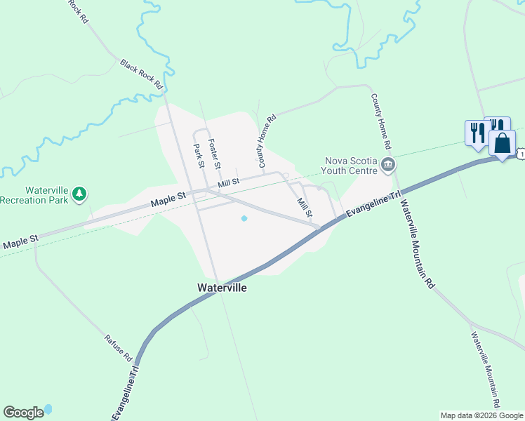 map of restaurants, bars, coffee shops, grocery stores, and more near 1192 Maple Street in Waterville