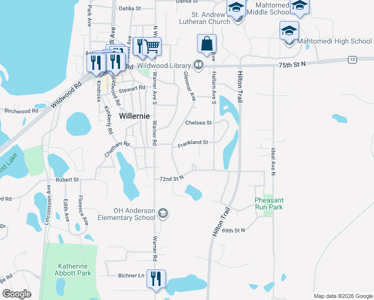 map of restaurants, bars, coffee shops, grocery stores, and more near 269 Frankland Street in Saint Paul