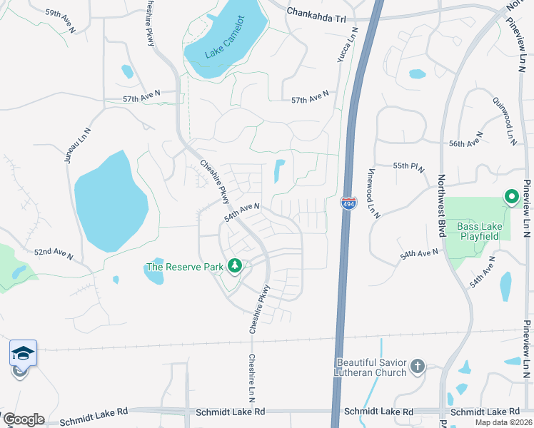 map of restaurants, bars, coffee shops, grocery stores, and more near 13785 54th Avenue North in Minneapolis