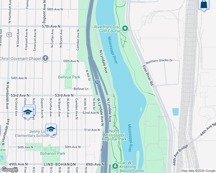 map of restaurants, bars, coffee shops, grocery stores, and more near 5331 North Lyndale Avenue in Minneapolis