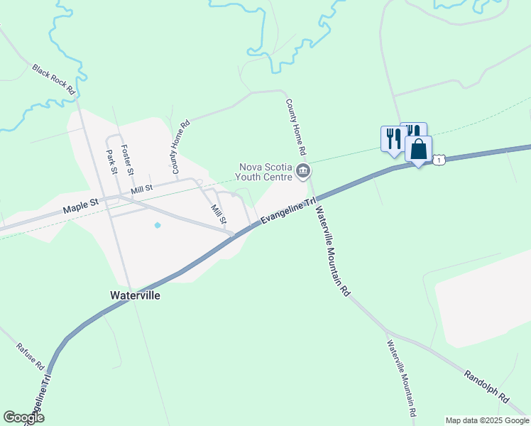 map of restaurants, bars, coffee shops, grocery stores, and more near 5519 Nova Scotia Trunk 1 in Waterville