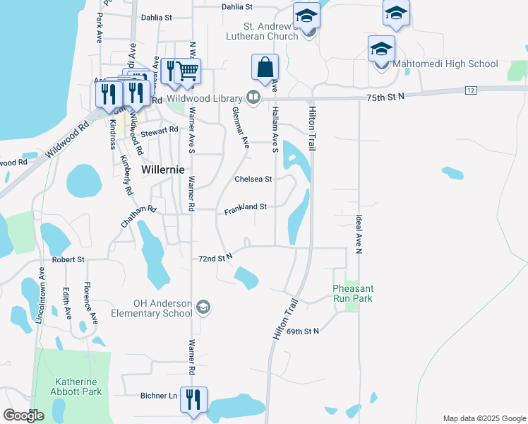map of restaurants, bars, coffee shops, grocery stores, and more near 290 Frankland Street in Saint Paul