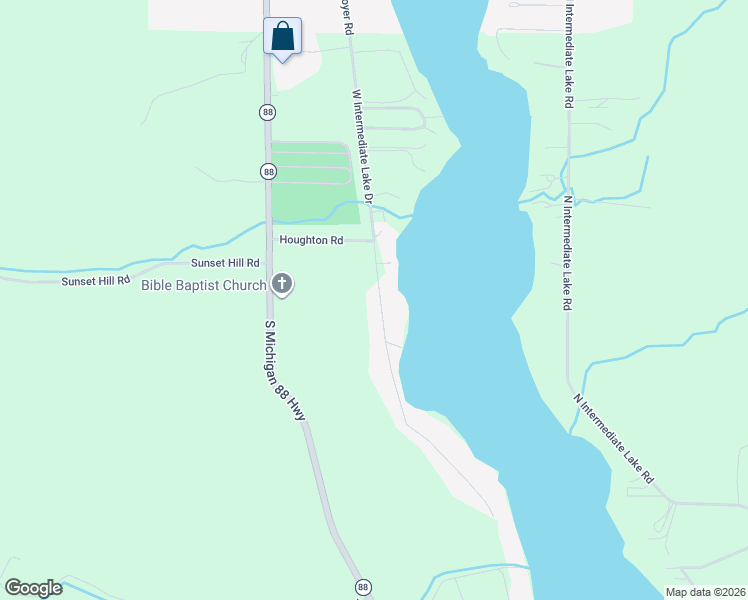 map of restaurants, bars, coffee shops, grocery stores, and more near 1199 West Intermediate Lake Drive in Central Lake