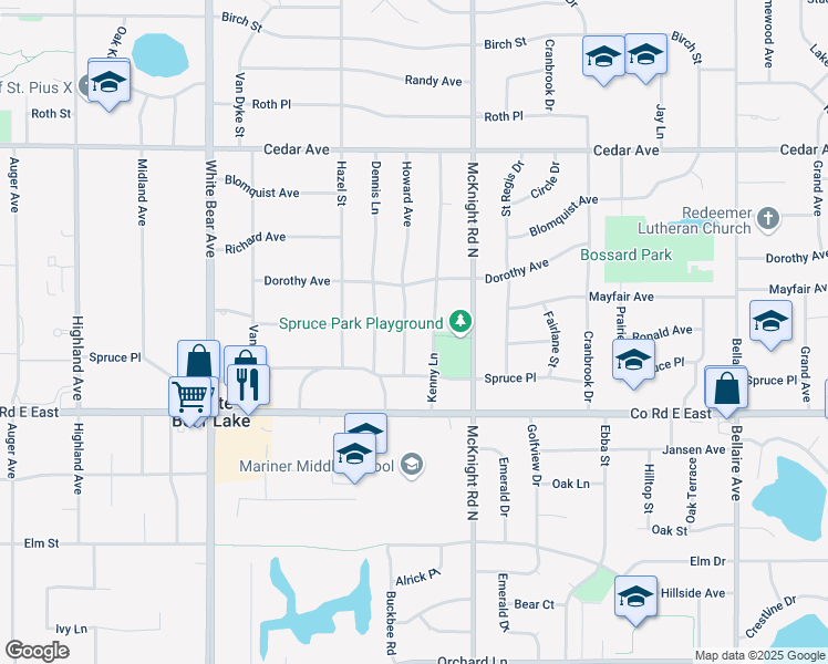 map of restaurants, bars, coffee shops, grocery stores, and more near 3674 Howard Avenue in Saint Paul