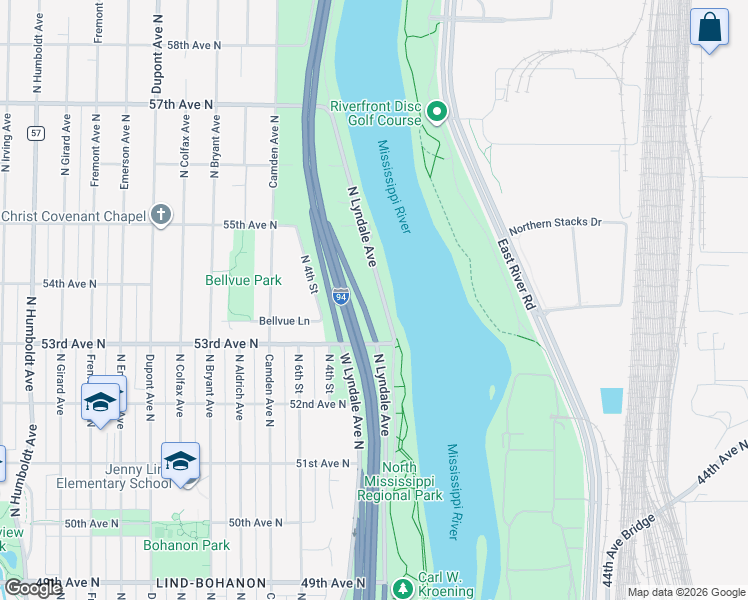 map of restaurants, bars, coffee shops, grocery stores, and more near 5331 North Lyndale Avenue in Minneapolis