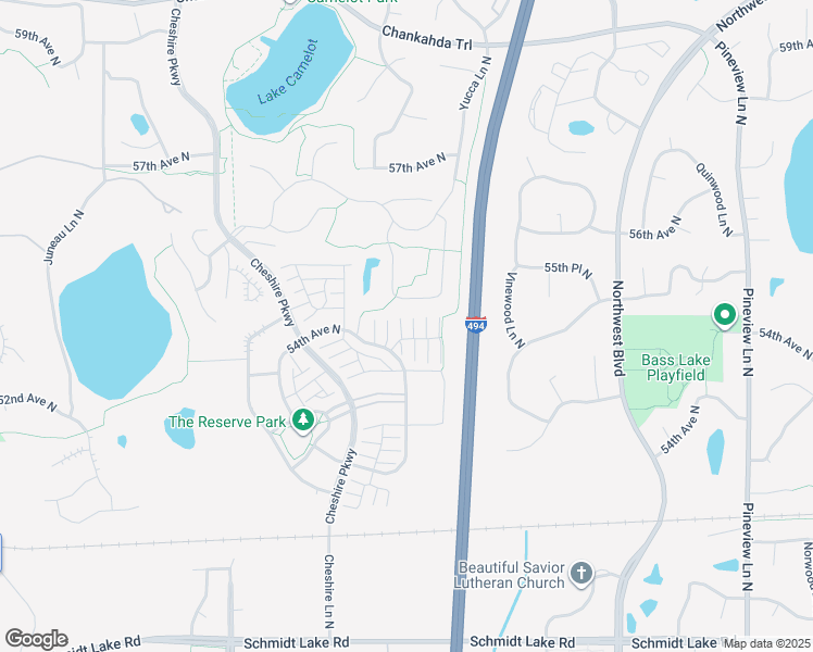 map of restaurants, bars, coffee shops, grocery stores, and more near 13750 54th Avenue North in Minneapolis