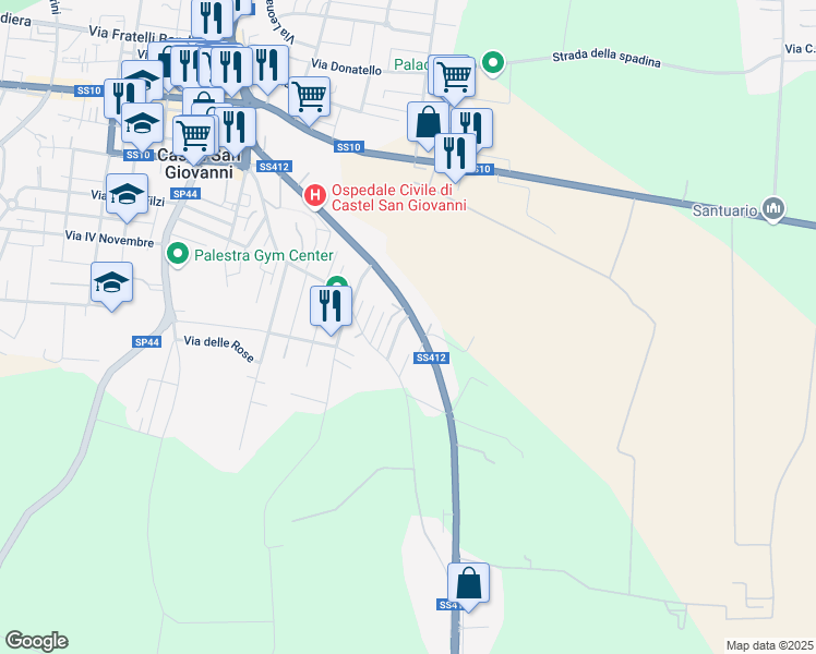 map of restaurants, bars, coffee shops, grocery stores, and more near 1 Via G. da Verrazzano in Castel San Giovanni