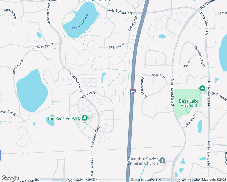 map of restaurants, bars, coffee shops, grocery stores, and more near 13750 54th Avenue North in Minneapolis