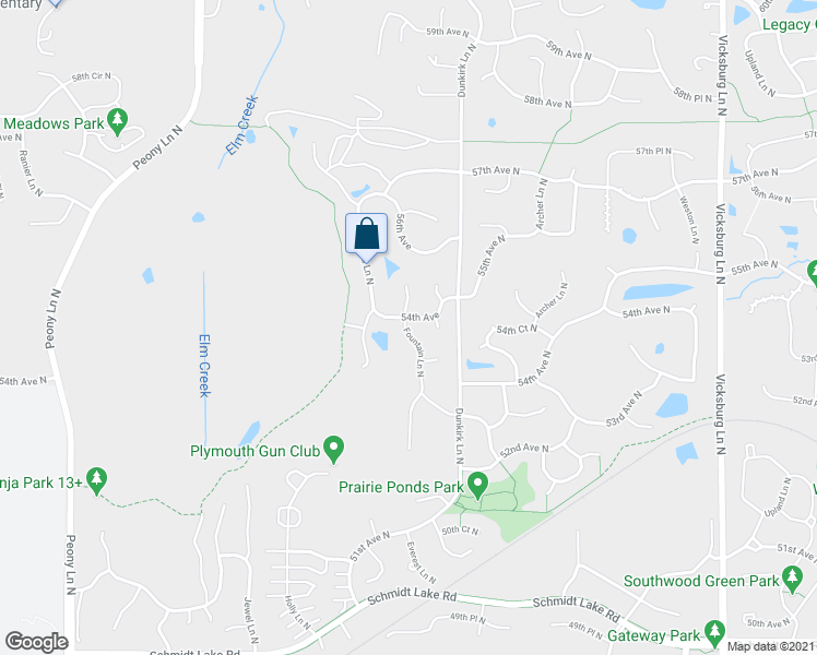 map of restaurants, bars, coffee shops, grocery stores, and more near 5380 Fountain Lane North in Plymouth