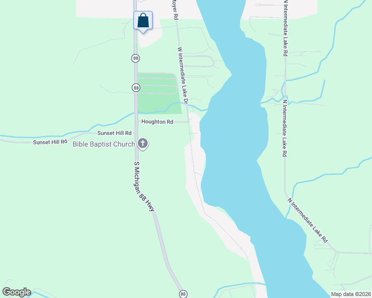 map of restaurants, bars, coffee shops, grocery stores, and more near 1199 West Intermediate Lake Drive in Central Lake