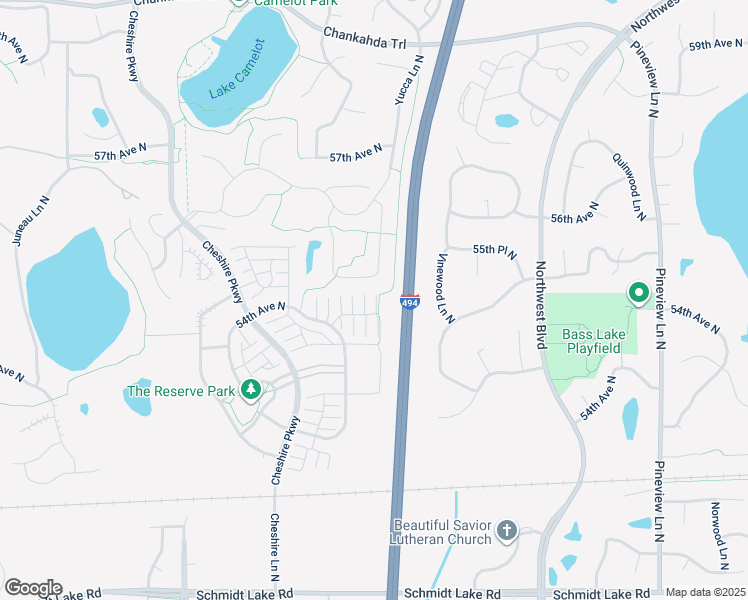 map of restaurants, bars, coffee shops, grocery stores, and more near 13710 54th Avenue North in Minneapolis