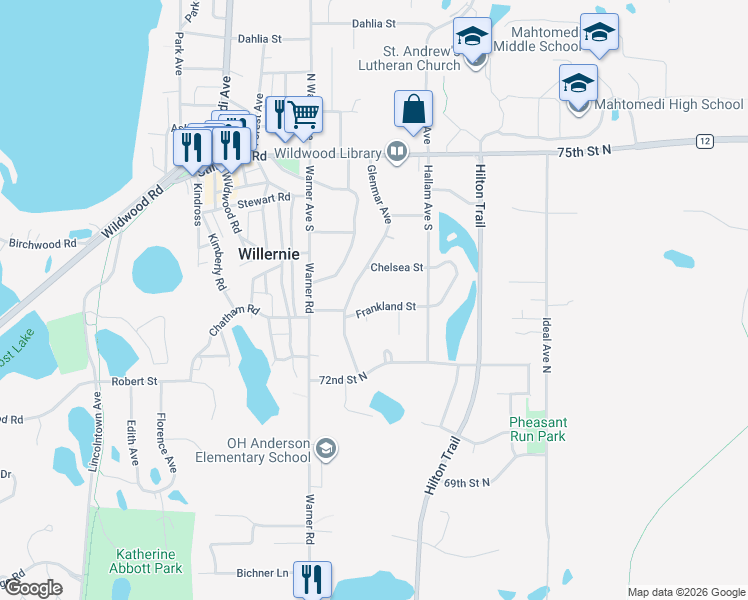 map of restaurants, bars, coffee shops, grocery stores, and more near 269 Frankland Street in Saint Paul
