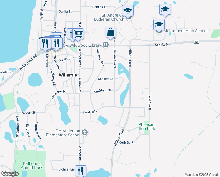 map of restaurants, bars, coffee shops, grocery stores, and more near 290 Frankland Street in Saint Paul