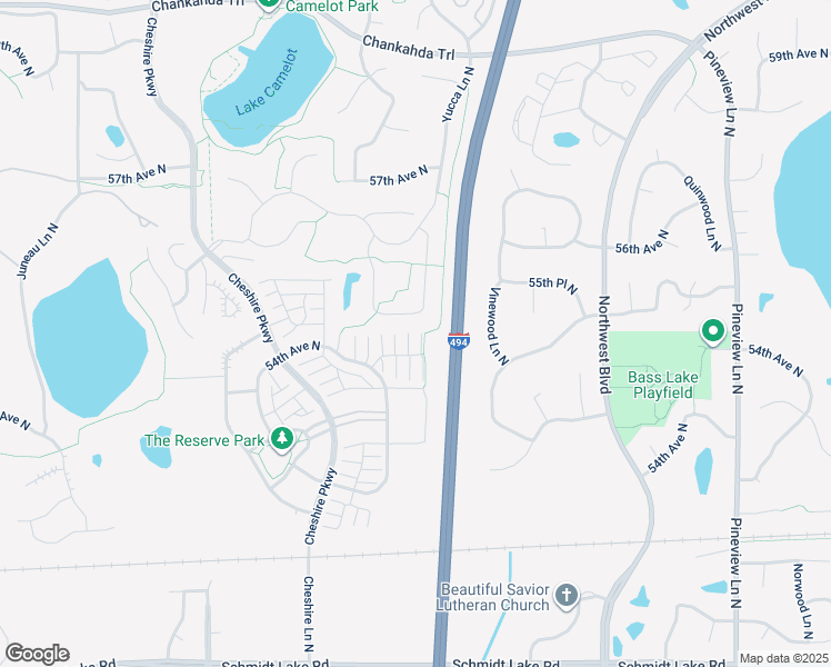 map of restaurants, bars, coffee shops, grocery stores, and more near 13710 54th Avenue North in Minneapolis
