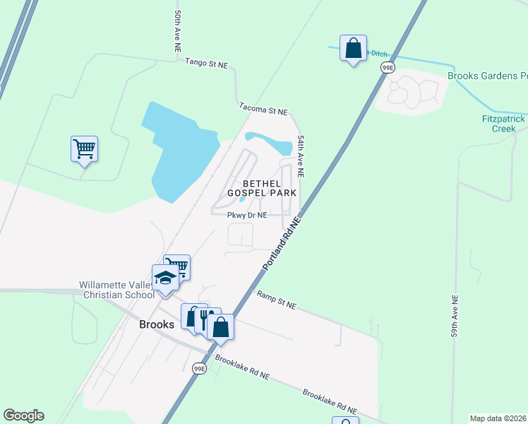 map of restaurants, bars, coffee shops, grocery stores, and more near 9206 Grace Avenue in Salem