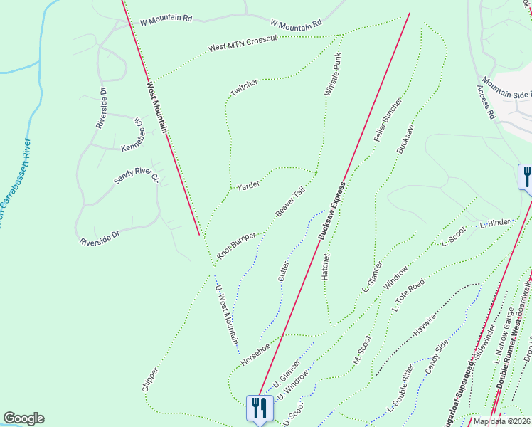map of restaurants, bars, coffee shops, grocery stores, and more near in Carrabassett Valley