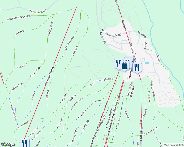 map of restaurants, bars, coffee shops, grocery stores, and more near 7021 Hardwood Ridge Road in Carrabassett Valley