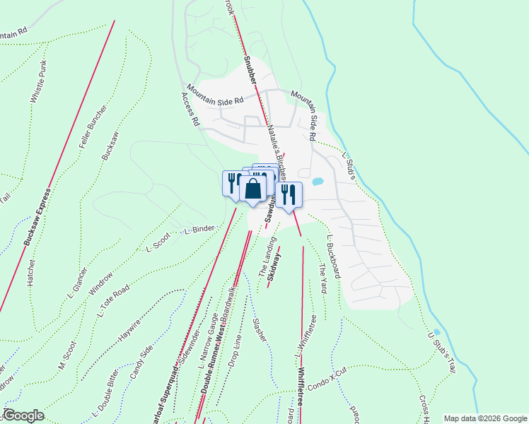 map of restaurants, bars, coffee shops, grocery stores, and more near 5012 Access Road in Carrabassett Valley